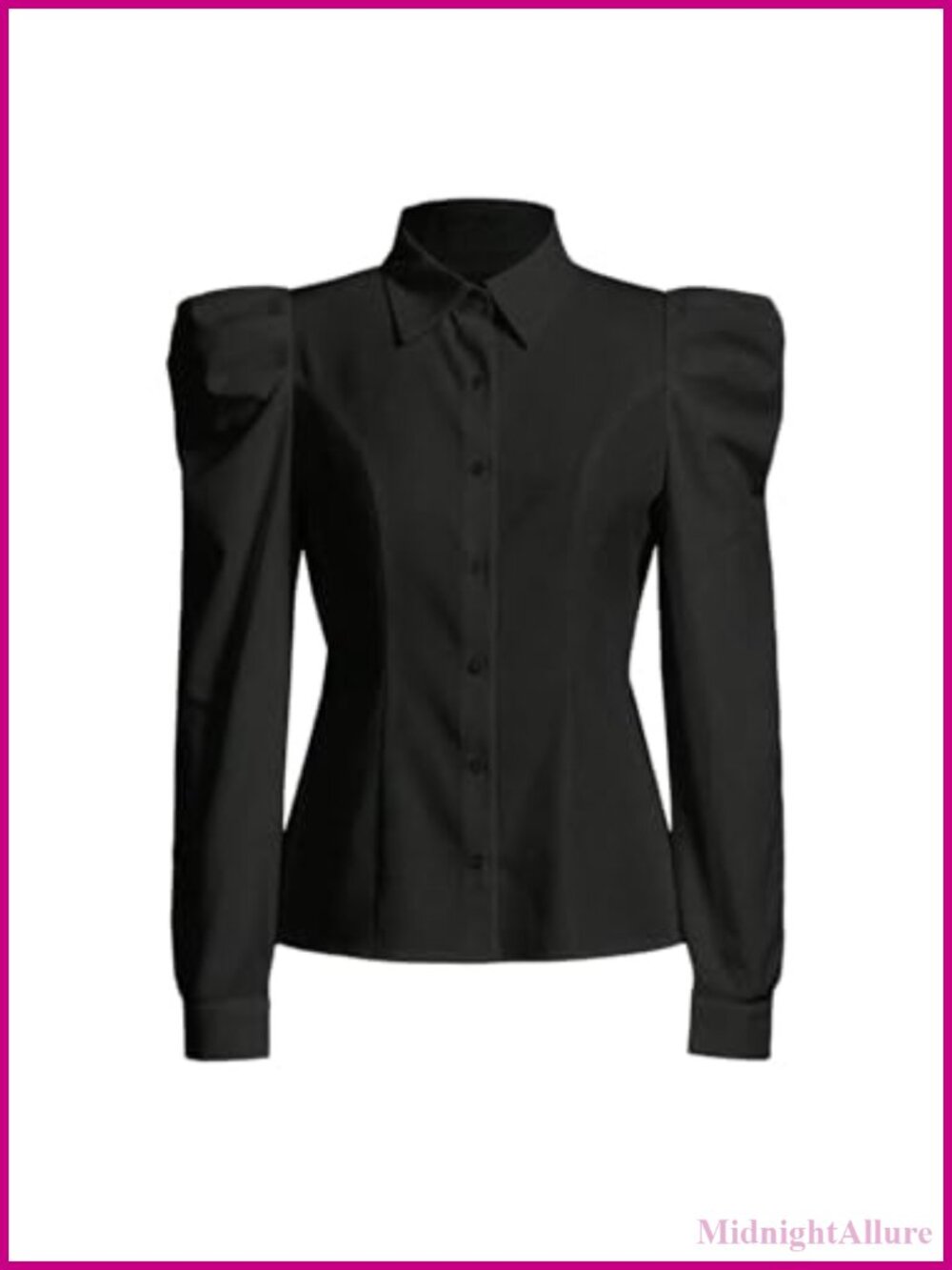 Floerns Puff Long Sleeve Collared Button Down Office Blouse